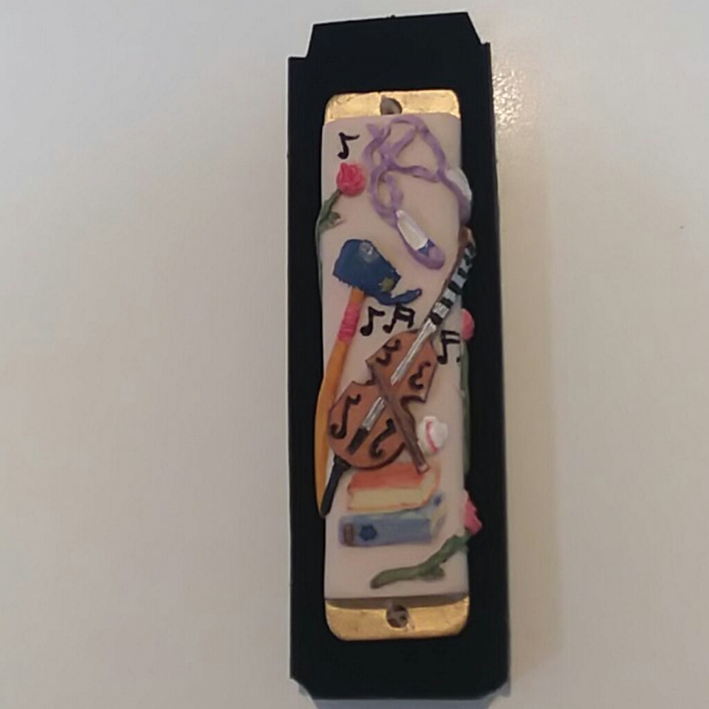 Hand Painted Detailed Mezuzah including scroll